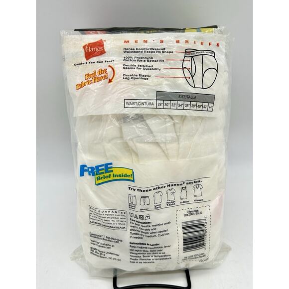Brand New Vintage 2000 Hanes Briefs Size 42 Underwear 7 Total Pair Sealed Y2K - Picture 5 of 8